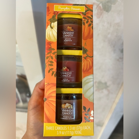 NWT Yankee Candle 3 Mini Candle Pumpkin Season - Picture 1 of 9